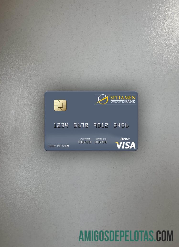 Tajiquistão Spitamen Bank Visa Cartão de Débito Photolook Front exemplo real